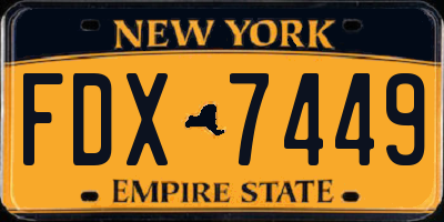 NY license plate FDX7449