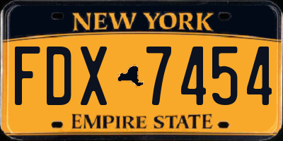 NY license plate FDX7454