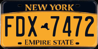 NY license plate FDX7472