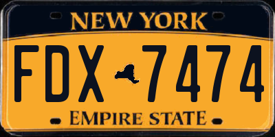 NY license plate FDX7474