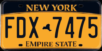 NY license plate FDX7475