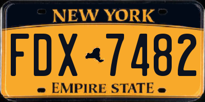 NY license plate FDX7482