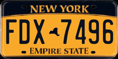NY license plate FDX7496