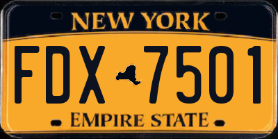 NY license plate FDX7501