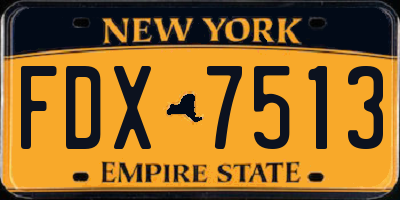 NY license plate FDX7513