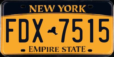 NY license plate FDX7515