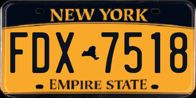 NY license plate FDX7518
