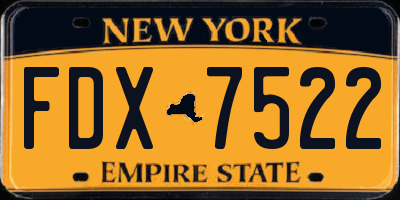 NY license plate FDX7522