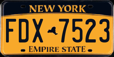 NY license plate FDX7523