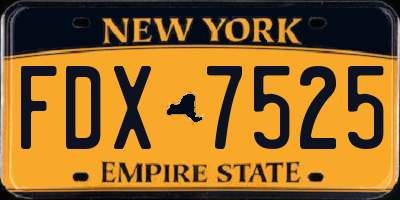 NY license plate FDX7525