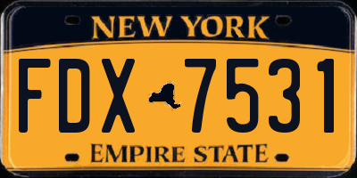 NY license plate FDX7531