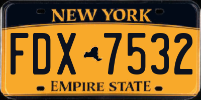 NY license plate FDX7532