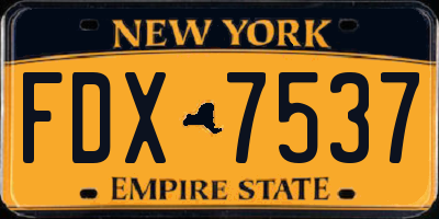NY license plate FDX7537