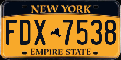 NY license plate FDX7538