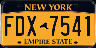 NY license plate FDX7541