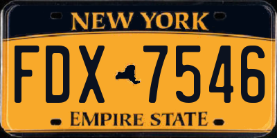 NY license plate FDX7546