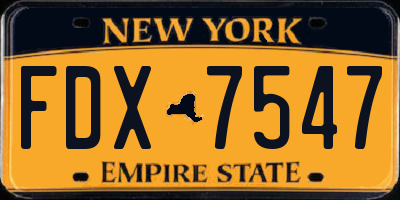 NY license plate FDX7547