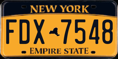 NY license plate FDX7548