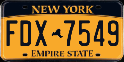 NY license plate FDX7549