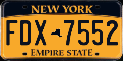 NY license plate FDX7552