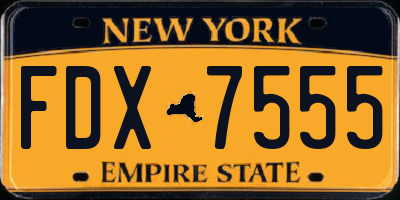 NY license plate FDX7555