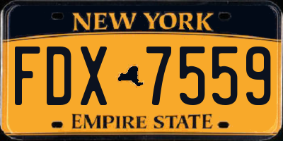 NY license plate FDX7559