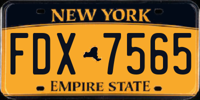 NY license plate FDX7565