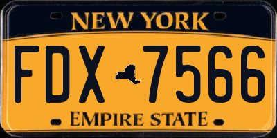 NY license plate FDX7566