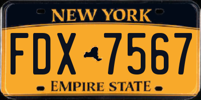NY license plate FDX7567