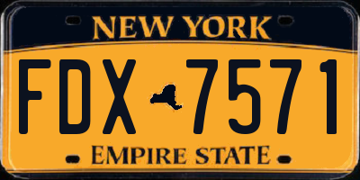 NY license plate FDX7571