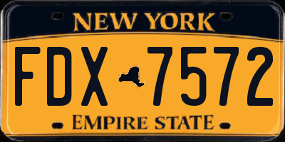 NY license plate FDX7572