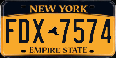 NY license plate FDX7574