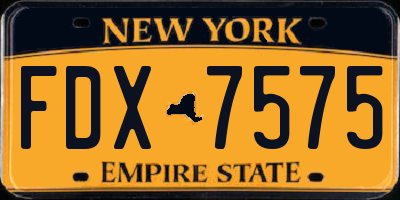 NY license plate FDX7575