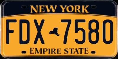 NY license plate FDX7580