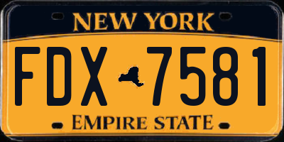 NY license plate FDX7581