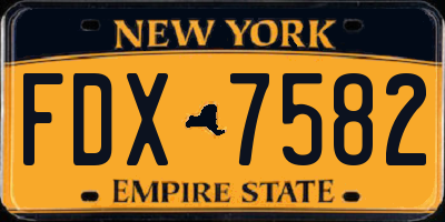 NY license plate FDX7582