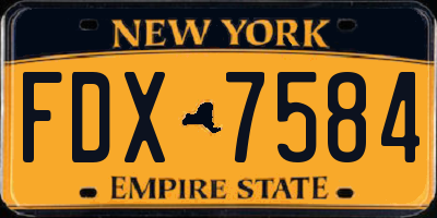 NY license plate FDX7584