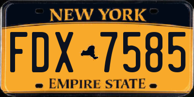 NY license plate FDX7585