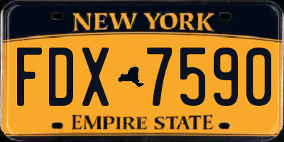 NY license plate FDX7590