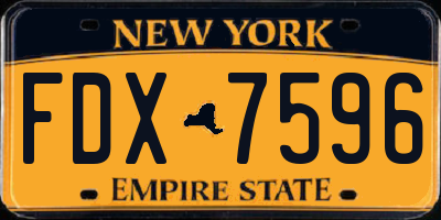 NY license plate FDX7596