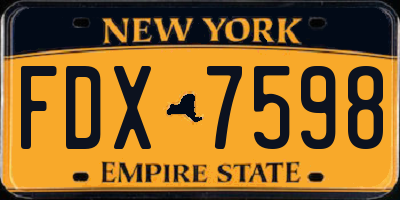 NY license plate FDX7598