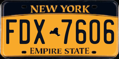 NY license plate FDX7606