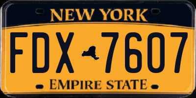 NY license plate FDX7607