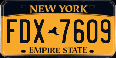 NY license plate FDX7609