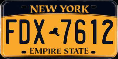 NY license plate FDX7612