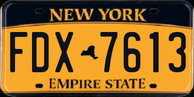 NY license plate FDX7613
