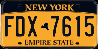 NY license plate FDX7615