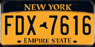 NY license plate FDX7616