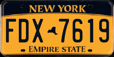 NY license plate FDX7619