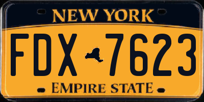 NY license plate FDX7623
